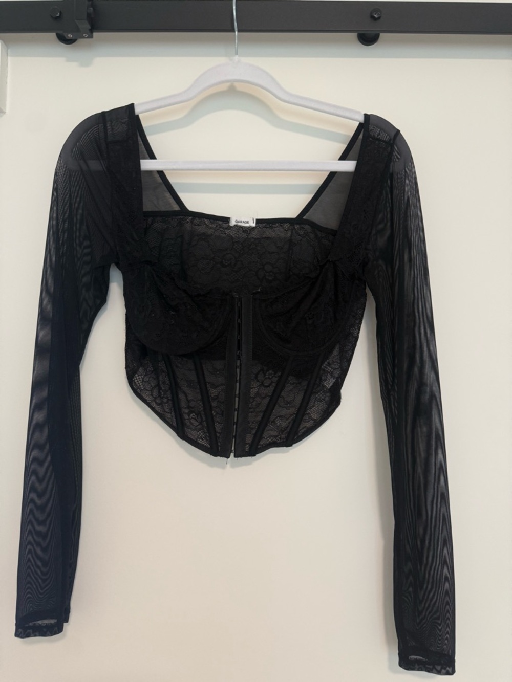 Garage Black Lace Mesh Corset Crop Top